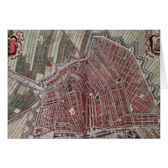 Cartão Mapa da cidade de réplica de Amsterdã 1652 (Frente Horizontal)