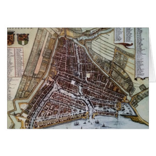 Cartão Mapa da cidade de réplica de Roterdão 1652