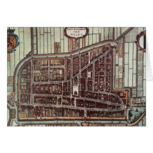 Cartão Mapa da cidade de réplica do Delft 1649