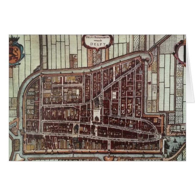 Cartão Mapa da cidade de réplica do Delft 1649 (Frente Horizontal)