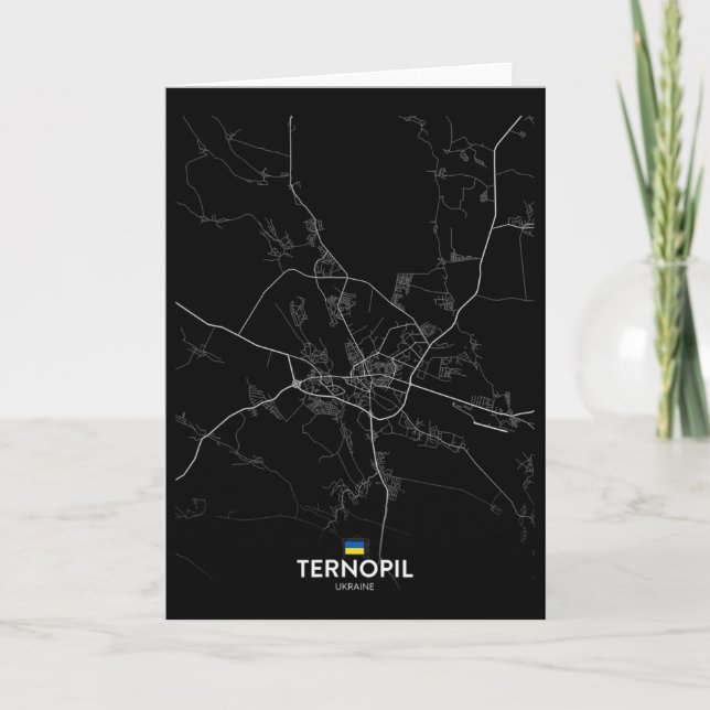 Cartão Mapa da Cidade de Ternopil Ucrânia Presente de Via (Frente)