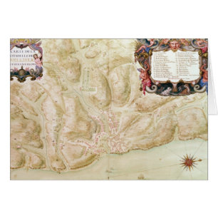 Cartão Mapa da cidade e da citadela de Bellisle