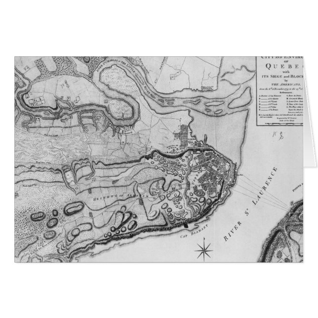 Cartão Mapa da cidade e dos arrabaldes de Quebeque (Frente Horizontal)