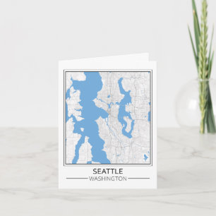 Cartão Mapa da Cidade Viagem de Seattle Washington EUA
