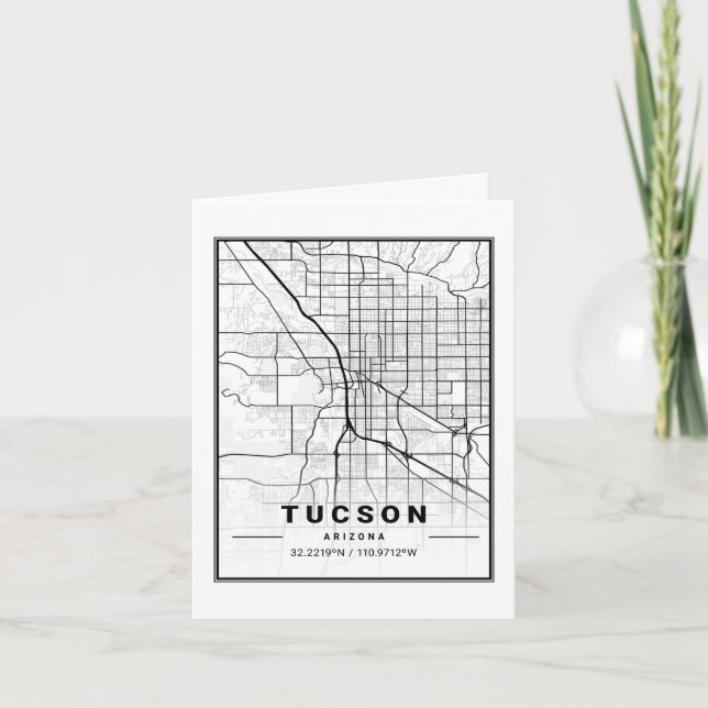 Cartão Mapa da Cidade Viagem de Tucson Arizona EUA (Frente)