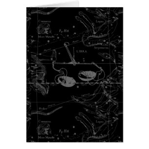 Cartão Mapa da Constelação de Libra Hevelius 1690 em Pret