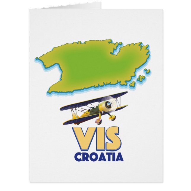 Cartão Mapa da Croácia Vis (Frente)
