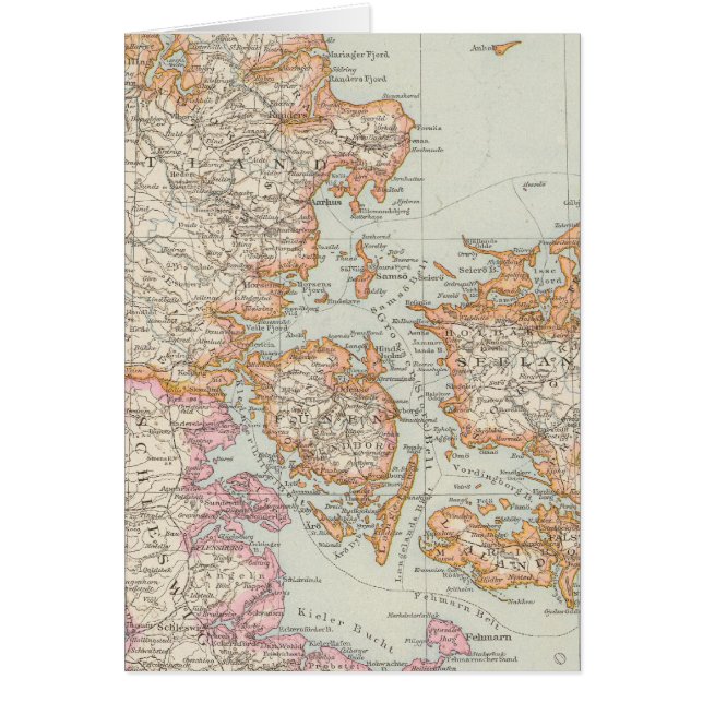 Cartão Mapa da Dinamarca (Frente)