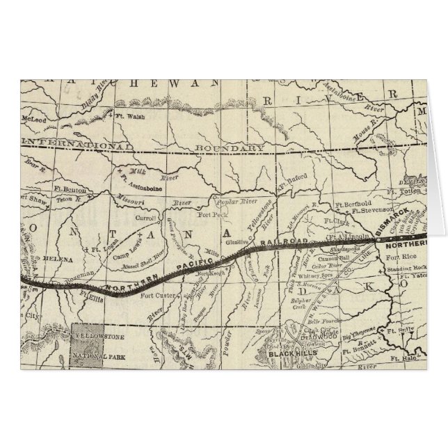 Cartão Mapa da ferrovia do Pacífico Norte (Frente Horizontal)