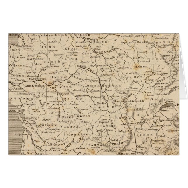 Cartão Mapa da França por Arrowsmith (Frente Horizontal)