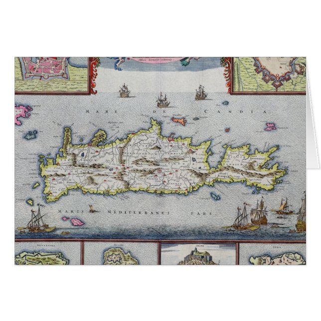 Cartão Mapa da ilha de Candia (Frente Horizontal)