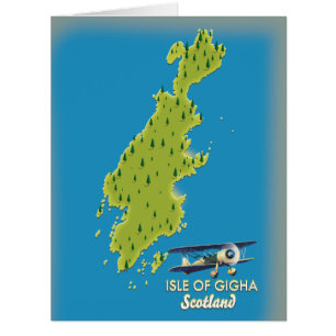 Cartão Mapa da ilha de Gigha na Escócia