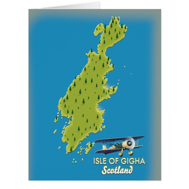 Cartão Mapa da ilha de Gigha na Escócia (Frente)