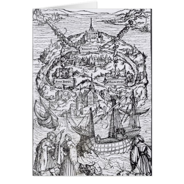 Cartão Mapa da ilha de Utopia, frontispiece do livro (Frente)