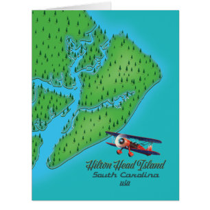 Cartão Mapa da ilha Hilton Head na Carolina do Sul