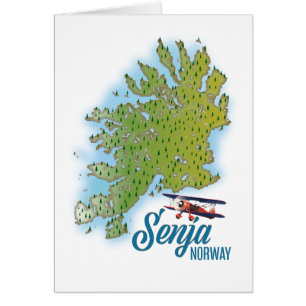 Cartão Mapa da ilha Senja Noway