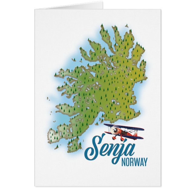 Cartão mapa da ilha Senja Noway (Frente)