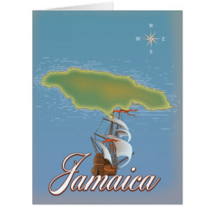 Cartão Mapa da Ilha Viagem Jamaicana