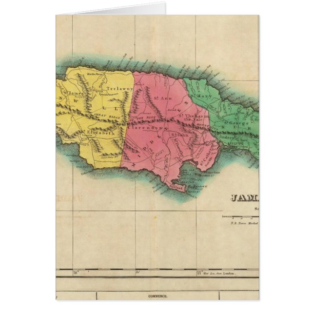 Cartão Mapa Da Jamaica (Frente)