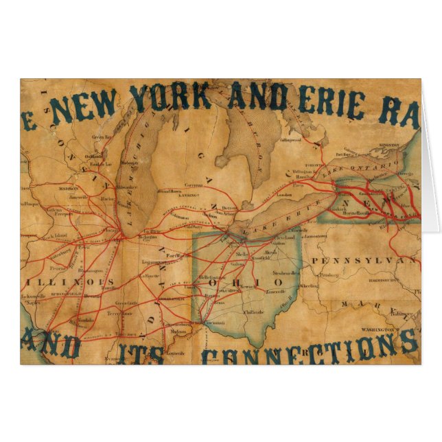 Cartão Mapa da Nova Iorque e da Erie Rail Road (Frente Horizontal)