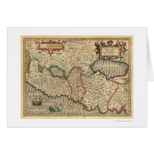 Cartão Mapa da Palestina e zonas circundantes 1710 (Frente Horizontal)