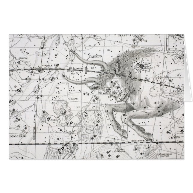 Cartão Mapa da placa XIV das constelações (Frente Horizontal)