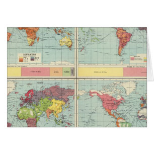 Cartão Mapa da população mundial