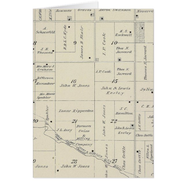 Cartão Mapa da Seção do Condado de Tulare T20S R26E (Frente)