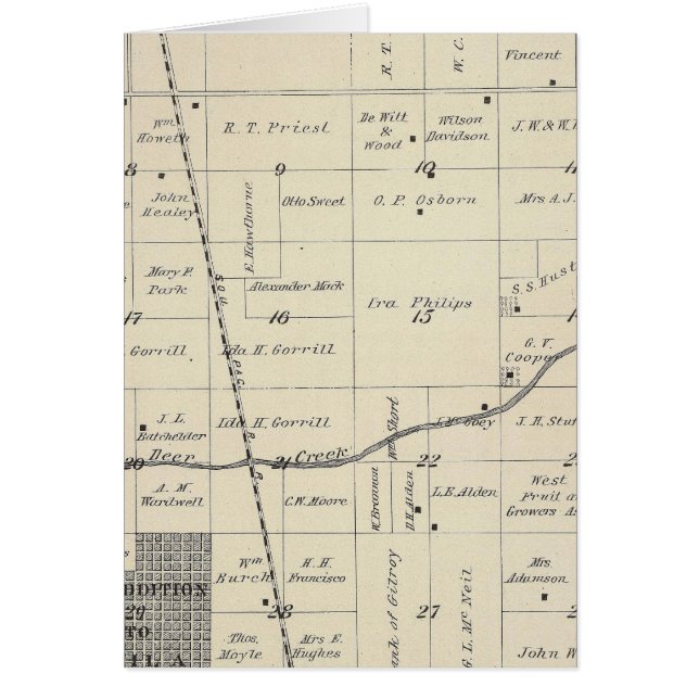 Cartão Mapa da Seção do Condado de Tulare T23S R25E (Frente)