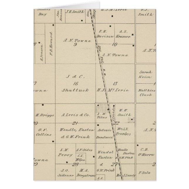 Cartão Mapa da Seção do Condado de Tulare T24S R25E (Frente)