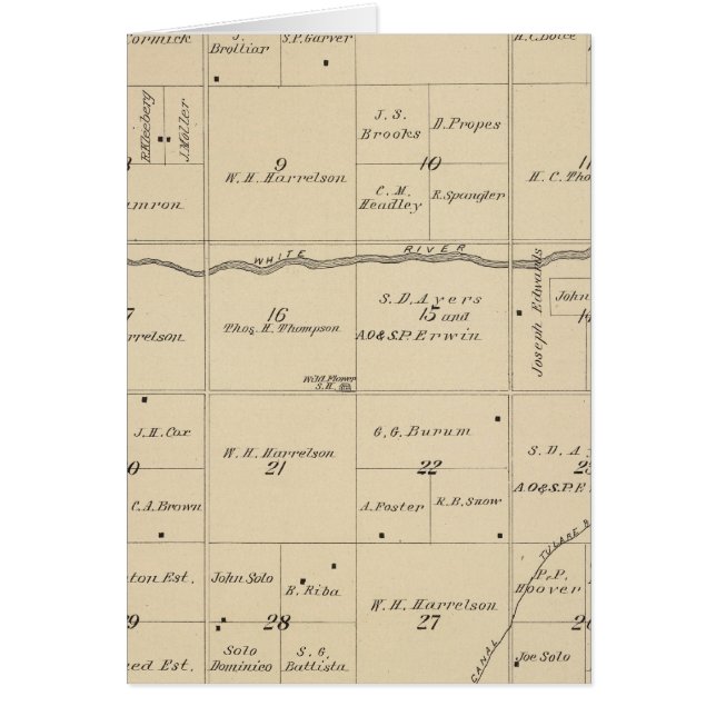 Cartão Mapa da Seção do Condado de Tulare T24S R26E (Frente)