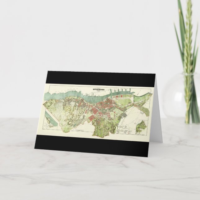 Cartão Mapa da Suecia de Gotemburgo de 1888 por Ludvig Si (Frente)