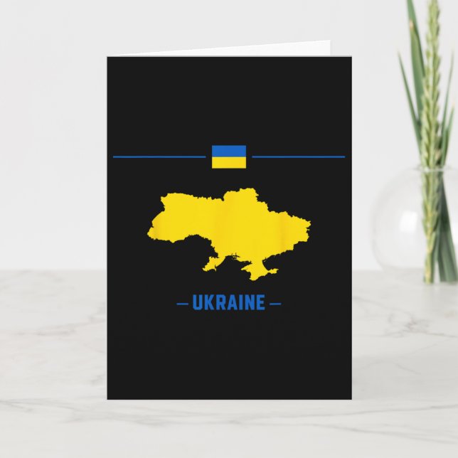 Cartão Mapa da Ucrânia Isolado Com Bandeira E Nome Do  (Frente)