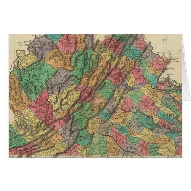 Cartão Mapa Da Virgínia (Frente Horizontal)