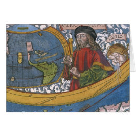 Cartão Mapa das Américas com o Explorer Amerigo Vespucci