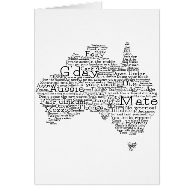 Cartão mapa das gírias australianas (Frente)