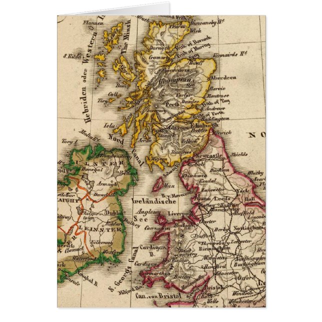 Cartão Mapa das Ilhas Britânicas (Frente)