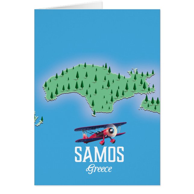Cartão Mapa das Ilhas Gregas Samos (Frente)