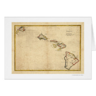 Cartão Mapa das ilhas havaianas por Kalama 1837