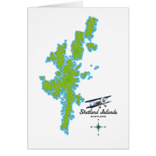 Cartão Mapa das ilhas Shetland