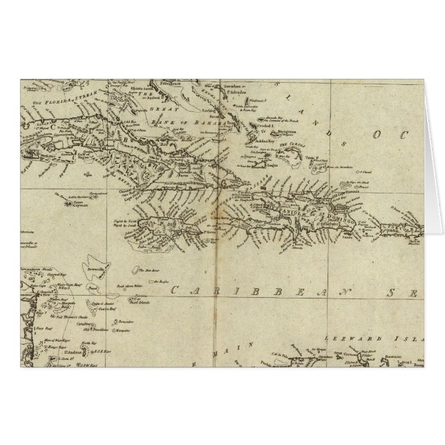 Cartão Mapa das Índias Ocidentais (Frente Horizontal)