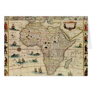 Cartão Mapa de África dos 1660's do vintage por Willem