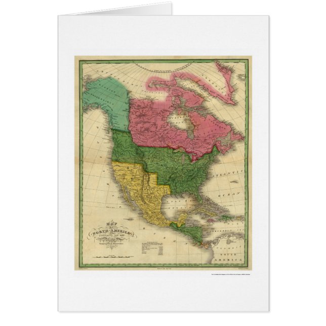 Cartão Mapa de America do Norte pelo AO. Vance 1826 (Frente)