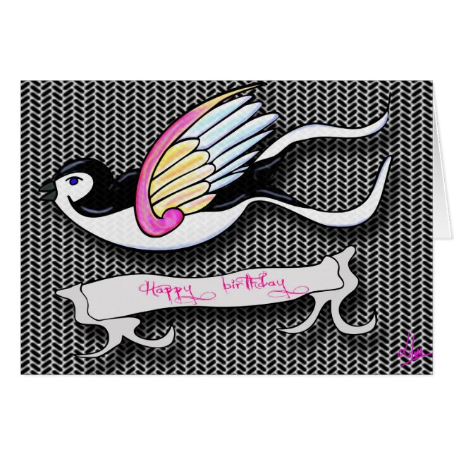 Cartão Mapa de aniversário Andorinha (Frente Horizontal)