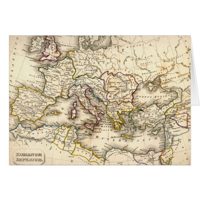 Cartão Mapa de Antquie de romano antigo (Frente Horizontal)