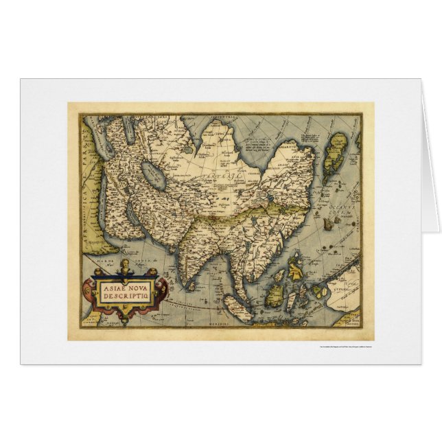 Cartão Mapa de Ásia por Ortelius 1570 (Frente Horizontal)
