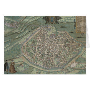 Cartão Mapa de Avignon, de "Civitates Orbis Terrarum"