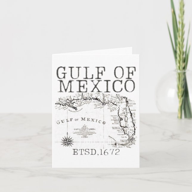 Cartão Mapa De Bandeiras Do Golfo Do México, Funny Améric (Frente)