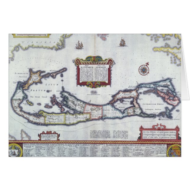 Cartão Mapa de Bermuda (Frente Horizontal)
