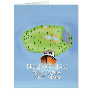 Cartão Mapa de Brownsea Island, Poole, dorset, Inglaterra